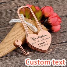 1 pieza, Candado personalizado grabado, un regalo de San Valentín personalizado para él, un candado de amor único, el primer regalo de San Valentín, regalo de San Valentín para el esposo, caja de regalo con candado y llave. Candado de viaje personalizado - Multicolor - Ver 9