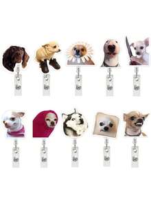 1 件装搞笑狗亚克力卡通动物伸缩徽章卷轴 - 彩色 - 查看 11