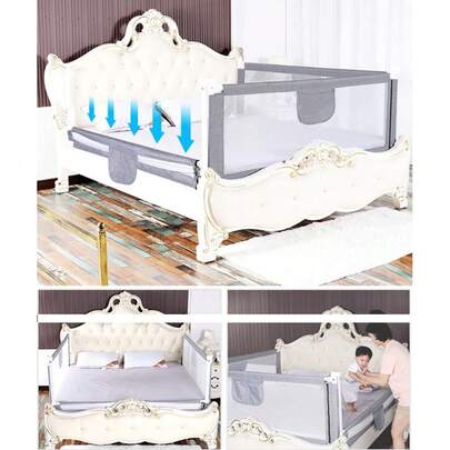 Sponde letto monofacciali, sponde letto traspiranti, regolabili verticalmente, altezza 72,5–101,5 cm