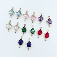 5pcs Copper Zirconia Water Drop Shaped Dual Pendant, DIY Earrings, Bracelets, Hair Accessories Connectors, Jewelry Findings - Multicolor - View 8