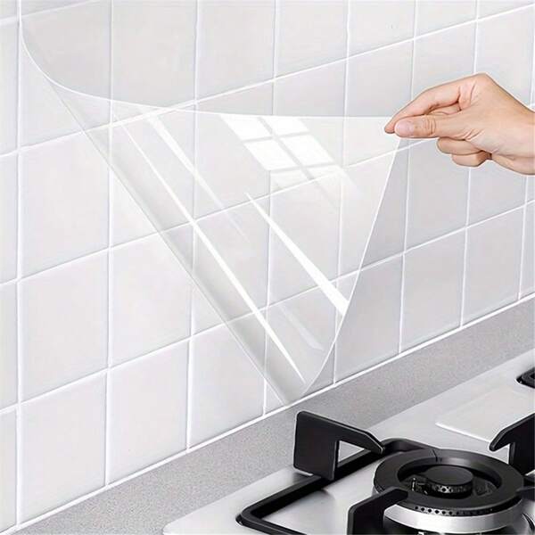 1 Roll Plastic Static Cling Wall Protective Film - Waterproof, Oil-Proof, Removable Thin Film, Suitable For Kitchen, Tiles, Home Decor, Dorm Decor - No Glue Needed, Easy To Clean, No Electricity Required Wallpaper Wall Paper Wall Stickers Wall Decor Room Decor Wallpaper Stickers Wall Bedroom Decor Kitchen Decor