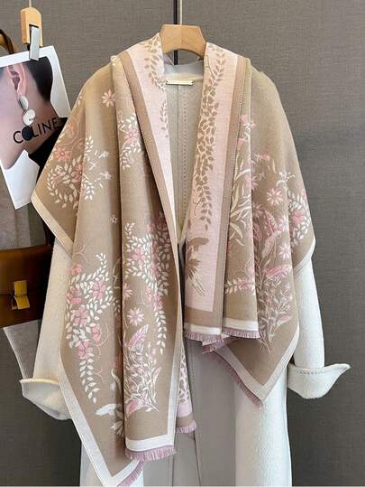 女士双面围巾，加厚保暖，两用披肩/围巾，适合空调房使用，冬季日常百搭。