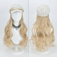 Hat Wig Women's Long Curly Hair White Small Fragrance Style Big Wave Baseball Cap All-In-One Fashionable Simulation Hair Wig Hat - Multicolor - View 9