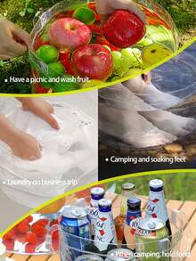 Transparent Portable Folding Travel Laundry Bag, Outdoor Folding Bucket, Disposable Compression Washbasin, Transparent Washing Bag, Multifunctional Portable Washing Bucket-Essential For Camping, Folding Washbasin, Vegetable Basin And Footbath. Easy To Clean, Light In Weight And Retractable. Suitable For Family