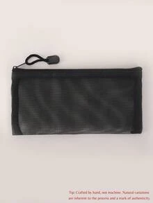 1 pieza Estuche de lápices de malla personalizado con transferencia térmica, estuche de almacenamiento de papelería con cremallera, accesorios de escritorio para oficina y aula, bolsa de almacenamiento de artículos escolares, artículos esenciales de vuelta a la escuela, suministros navideños