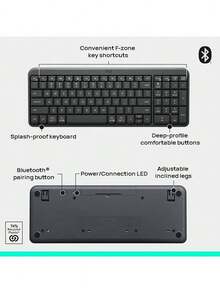 Logitech MK251+M196 Multi-Function Wireless Keyboard And Mouse With Bluetooth And 2.4G Dual-Mode Switching, Integrated Mobile Device Holder, And Long-Lasting Battery Life (White) - White - View 5