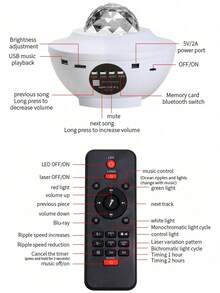 1件装音乐星空投影夜灯 - RGB音箱灯带，带遥控器和定时器，USB供电 - 卧室氛围营造和送礼佳品 - 彩色 - 查看 8