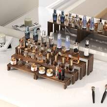 4 Set Large Wooden Tiered Riser Display Stands For Vendor Events,Stackable Perfume Organizer Cologne Stand For Men Women,Wooden Cupcake Dessert Stand,Wood Dessert Table Display Set,Food Display Risers For Party - Brown - View 5