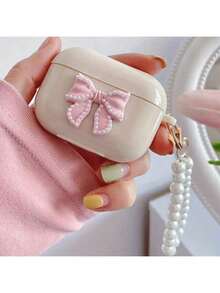 3D Pink Bow/Flower Soft Case Compatible With Apple Pro 3/4th Gen, Pro 2 Protective Cover, Suitable For Wireless Earphones, Holiday Gift - Pearl Pink Bow - View 7