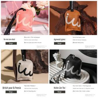 4 件装汽车空气清新剂出风口夹 - 檀香、绿茶、玫瑰和小苍兰香味 | 持久淡雅香味，适用于汽车、家居、衣柜、冰箱的除臭剂