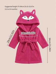 Personalized Animal Hooded Baby Bathrobe – Custom Embroidered Name | Soft Plush Toddler Robe 12–24M | Cute Fox Design | Ideal Winter, Christmas & Birthday Gift - Rose Pink Fox - View 3