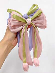 1个/2个装 女士优雅紫色粉色蝴蝶结郁金香花蕾春季发夹，适合马尾辫、连衣裙、日常穿搭、波西米亚风、优雅可爱发饰、蝴蝶结、情人节配饰、头饰、发夹 - 彩色 - 查看 9