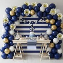 125 Stücke marineblau-goldener Ballon Girlanden Bogen Satz, sandweiß-blau-gold mit Konfetti Ballons für Neujahr, Abschluss, Geburtstag, Hochzeit, Baby-Shower Party Dekorationen