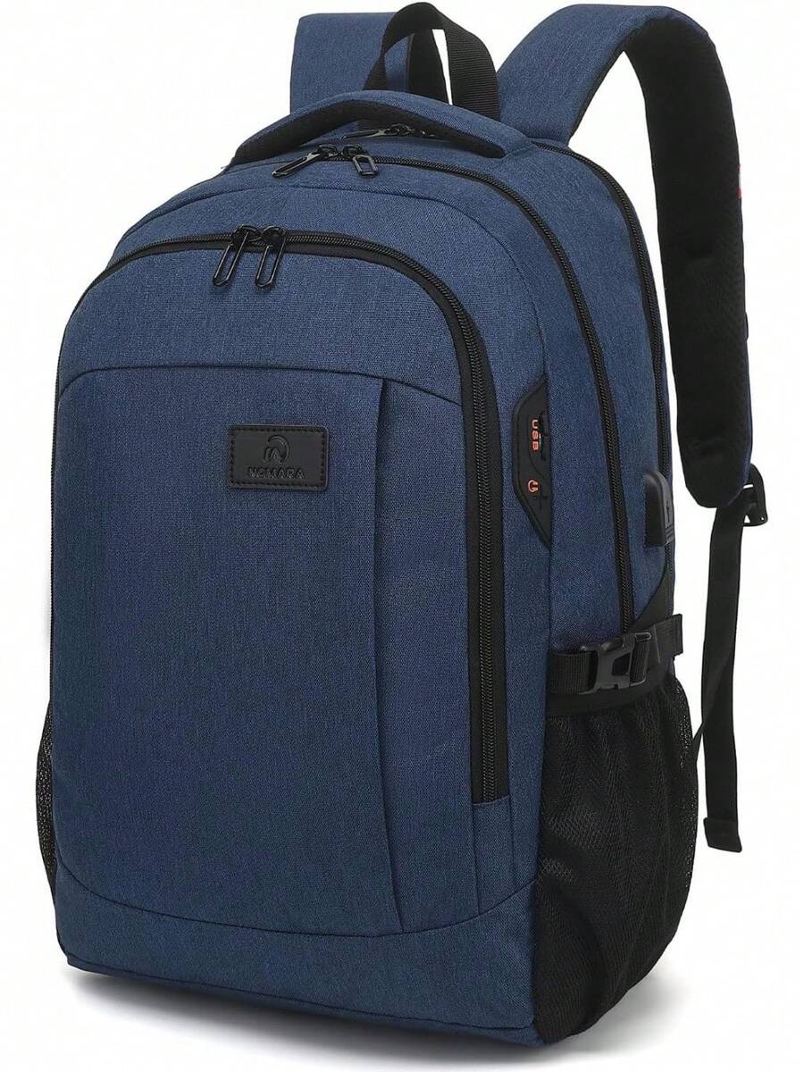 Mochila para portátil, mochila de 15.6 pulgadas, mochila impermeable antirrobo con puerto de carga USB y puerto para auriculares, unisex - azul - Ver 1