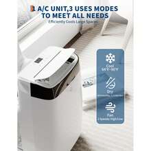 Aire acondicionado portátil con control remoto, 10000 BTU, unidad de CA silenciosa 3 en 1, 3 velocidades, temporizador de 24 horas, enfría la habitación hasta 450 metros cuadrados Pies - Blanco - Ver 7