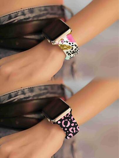 1pc Cute Leopard Print Silicone Band Compatible With 38mm 40mm 41mm 42mm 44mm 45mm 49mm (S10 42mm) (S10 46mm), Fashionable Soft Silicone Sports Watch Band Compatible With Apple Watch Series 10 9 Ultra 8 7 SE 6 5 4 3 2 1, Women's Birthday Gift, Series Ultra 2 S10 SE 9 8 7 SE 6 5 4 3 2 1, Premium Women's Fashion Watch Accessory, Smart Watch Band/Strap, Unique Personalized And Stylish Band
