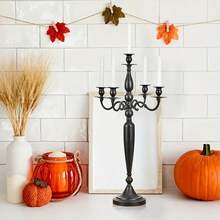Vincidern Juego de 4 Candelabros Negros de 5 Brazos, Candelabro de Metal de 28.54 Pulgadas - Candelabro negro - Ver 9
