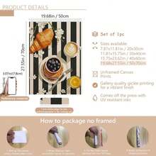 1pc Canvas Hanging, [French Cafe Wall Canvas Art, Fashion Breakfast Poster, Minimalist Food Illustration, Black And White Kitchen Print, Fashion Cafe Illustration] Canvas Wall Art, Funky Girl Art, Inspirational Quote Art, Home Decor, - Multicolor - View 22