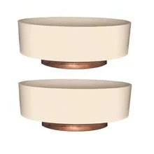 6 Inch Round Plastic Capri Bowl Decorative Indoor Flower Succulent Planter Pot With Drain Plug Hole Vanilla Bisque With Copper Bottom Color 2 Pack - VanillaBisque - View 2