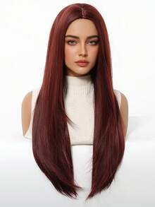 Peruci elegante și respirabile, de culoare vișinie, cu breton - păr sintetic lung, drept, rezistent la căldură - perfecte pentru festivaluri, petreceri și cadouri, festivaluri, Halloween, accesorii pentru peruci