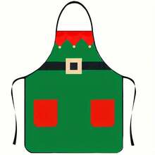1/4 Christmas Kitchen Aprons, Cartoon Christmas Elf Holiday Kitchen Adjustable Aprons, Holiday-Themed Creative Aprons, Suitable Vacation Home Decorations, Ideal For Christmas Dinner Cooking, Baking, Crafts, And House Cleaning, Kitchen Decorations, The Best Choice.