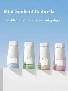 1pc Gradient Color Mini Ultralight Folding Umbrella, UV Protection Windproof Portable Travel Umbrella (Suitable For Hiking/Pocket), Mini Travel Sun Umbrella, Compact Portable Sunshade, Suitable For Leisure Travel, Commuting, Daily Use, Outdoor Activities In Rain And Shine