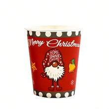 50 piezas Tazas de papel de 9 onzas para chocolate caliente o café de Navidad, con diseños de Papá Noel, muñeco de nieve y renos en 5 patrones festivos, ideales para fiestas navideñas, Año Nuevo, oficina o regalos, de gran capacidad y aptas para bebidas calientes y frías