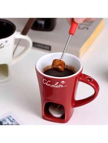 1-Piece Ceramic Chocolate Cheese Hot Pot Set - The Base Is Paired With A Ceramic Bowl, Suitable For Use On Valentine's Day, Parties, And Family Gatherings - No Need For Stove Heating, Easy To Clean Surface, Ideal Gift For Cheese, Chocolate, And Dessert Lovers, Modern Kitchen Utensils, Elegant Plates And Dishes, Butter Warmer, Essential For Home Cooking.