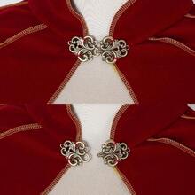 Women's Medieval Cloak Renaissance Velvet Cape With StandUp Collar Queen Princess Costume Halloween Christmasgift - Đỏ - Xem 3