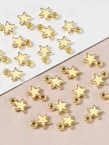 100 件时尚 CCB 星形五角星吊坠 DIY 珠宝配件 适用于项链和手链 - 金黃色 - 查看 3