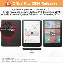 For Kindle Paperwhite 12th Gen 7 Inch 2024 Colorsoft E-Reader Case Smart Cover SA568B SA569P Hand Support Acrylic Protective Shell Auto Wake/Sleep Folio Cover