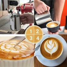 Milk Frothing Pitcher, 350ml/600ml (12oz/20oz) Milk Frother Cup Stainless Steel Jug Steaming Pitcher, Milk Coffee Cappuccino Latte Art Barista Steam Pitchers Milk Jug Cup With Decorating Pen - Silver - View 6