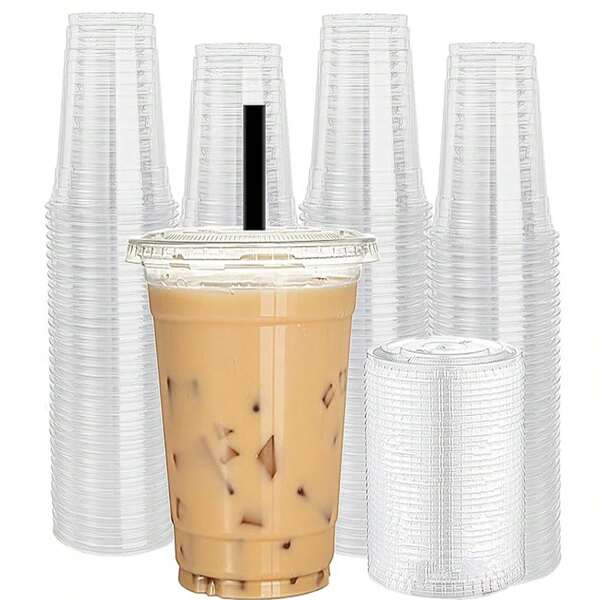 50/30/25/20/15/10/5pcs Reusable Transparent Drink Cups With Lids, Suitable For Milk Tea, Coffee, Beverages, Milkshakes, Applicable For Weddings, Parties, Home, Outdoor BBQ, Events, Etc.