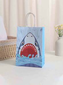6 piezas/12 piezas Bolsas de regalo de fiesta de tiburón, bolsas de regalo de fiesta de cumpleaños de tiburón azul con asas retorcidas, suministros para fiesta de tiburón, decoraciones de baby shower de océano de verano