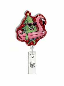 1 Stylish And Cute Santa Claus Collection Decorative Glitter Acrylic Snap Lanyard Clip - Glitter Acrylic Snap Lanyard Clip For Nurses, Friends And Family, Ideal For Parties And Holiday Gifts (Multi-Color)