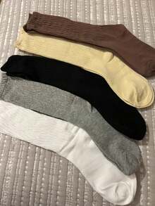 زوج واحد/5 أزواج من جوارب الساق الدافئة الطويلة للنساء، جوارب الساق الملونة الدافئة، جوارب رياضية للخريف والشتاء