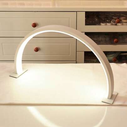1pc White/Pink Crescent Shape Nail Lamp,USB Push Button Plug Desktop Lamp, For Nail Fill Lighting, Vanity, Handmade Desk, Nightstand, Monochromatic White Light 40cm