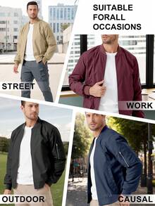 ZUTY 2 PACK Men's Bomber Jacket Lightweight Casual Spring Fall Windbreaker Zip Up Coat With Pocket - 黑色藏青 - 查看 6