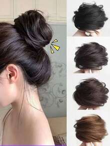 Synthetic Messy Bun Scrunchie Hair Extensions, Wavy Curly Chignon Hairpiece, Updo Hair Bun For Women, Tousled Elastic Band Hair Buns, Easy To Wear Hairstyle Accessories For Daily Life, Vacation Style ,Hair Styling Kit ,Hair Tool Kit ,Hair Styling Tools