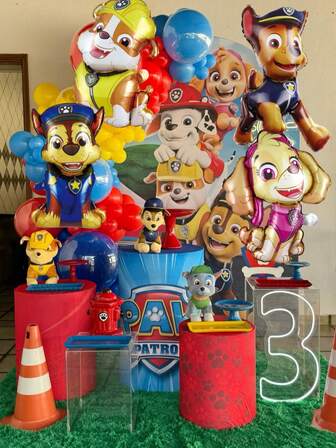 5pcs Paw Patrol Birthday Decoration Balloon Set, Bulk Pack, Includes Balloons Of Chase, Rubble, Skye, Zuma Characters, Suitable For Birthday And Holiday Decorations, Family Gatherings And Theme Parties, Wedding And Gender Reveal Events, Halloween And Christmas Party Decorations