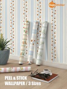 15.75x47.24/141.73/188.98 Inch, 1 Roll/1 PC, Superstiker Creative Floral & Striped Pattern Peel And Stick Removable Vinyl Wallpaper, High Definition, No Residue, DIY For Living Room, Bedroom, Wardrobe, Cabinet, Home Decor Wall Paper Wall Stickers Wall Decor Room Decor Wallpaper Peel And Stick - Multicolor - View 1