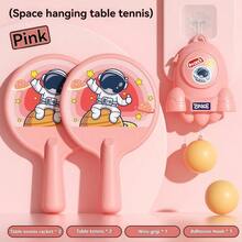 儿童宇航员悬挂式乒乓球训练器 - 高度可调节，包含球拍和乒乓球，便携式乒乓球套装，室内家庭互动运动玩具，适合3岁以上男孩女孩，生日礼物 - 彩色 - 查看 10