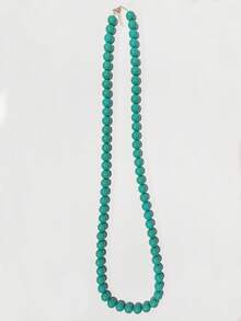 1 pieza Collar largo de cuentas geométricas de plástico de estilo bohemio, hecho a mano para mujeres, se puede usar en doble capa, adecuado para verano, playa, vacaciones y uso diario