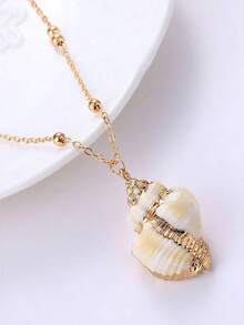 1pc Shell Pendant Necklace, Bohemian Beach Jewelry For Summer - Multicolor - View 3