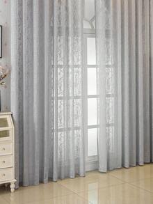 1 件欧式植绒樱花图案窗帘薄片适用于客厅、卧室、阳台、餐厅、加厚半透明隔断帘、提花简欧式灰色窗帘家居装饰 - 灰色 - 查看 6