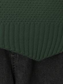 Plus Size Casual Solid Color Crew Neck Knit Sweater Vest - Green - View 6
