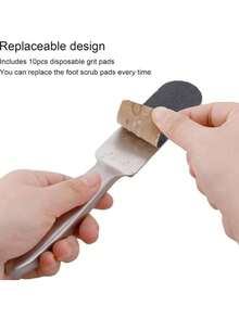 1 pieza Removedor de callosidades con 10 almohadillas de repuesto, herramienta profesional de cuidado de los pies de acero inoxidable, conjunto removedor de callosidades y raspador de piel muerta de los pies - Hace que los pies se vean suaves en segundos