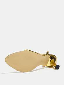 Women's New Fashion Sexy Open Toe Metallic Coated Comfortable Elegant Slip-On High Heel Sandals, Suitable For Outdoor, Party, Clubwear, Spring/Summer English Style