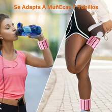 Tobillera y muñequera, dos correas de contrapeso de 1 libra, pesas de silicona para yoga pilates gimnasio, ajustable innovador cómodo producto moderno para el ejercicio, caminar, trotar, yoga y pilates (2LB (2X1LB)) (Rosa) - 1 - Ver 5
