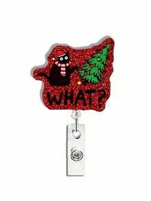 1 Stylish And Cute Santa Claus Collection Decorative Glitter Acrylic Snap Lanyard Clip - Glitter Acrylic Snap Lanyard Clip For Nurses, Friends And Family, Ideal For Parties And Holiday Gifts (Multi-Color)